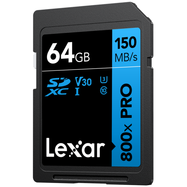 Lexar  SDXC 800x Pro UHS-I cards, C10 (V30) U3, R150, 64GB