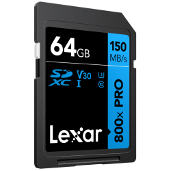 Lexar  SDXC 800x Pro UHS-I cards, C10 (V30) U3, R150, 64GB