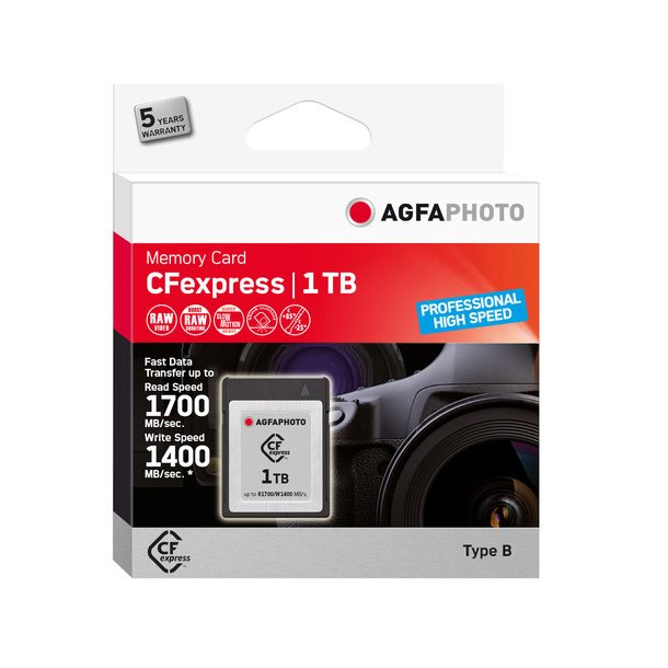 AgfaPhoto 1 TB CFexpress-kort Prof. High Speed, 1400 MB/1700 MB, Type-B