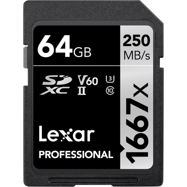 Lexar SDXC Pro 1667X UHS-II U3 R250/W120 (V60) 64GB
