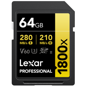LEXAR SDXC Pro 1800x U3 UHS-II R280/W210 (V60) 64GB