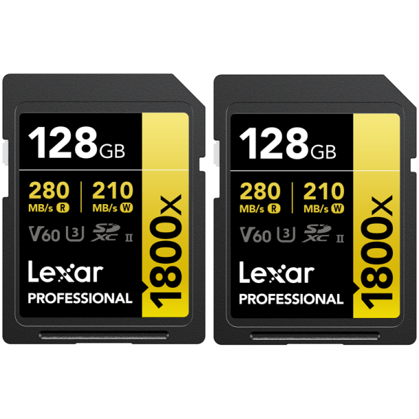 Lexar SDXC Pro 1800x U3 USH-II R280/210 (V60) 128GB - 2pack