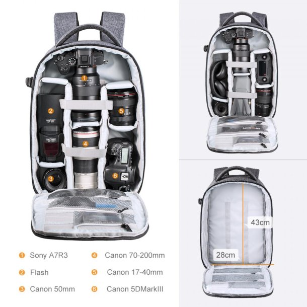 K&F Concept Rygs�k 18L Nature Wander 04 Gr�/Sort