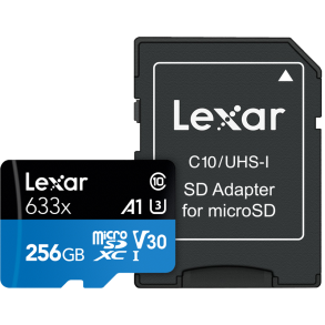 LEXAR 633X 256GB microSD HC/SDXC kort Inkl. adapter